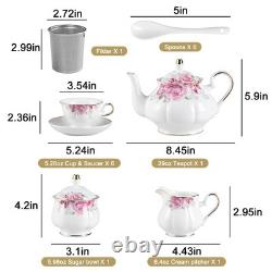 Porcelain Tea Sets, Vintage British Floral Relief Gold Rimmed Teapot Cup and