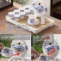 Porcelain Tea Sets for Adults Semi Automatic Tea Set Maker Pot and Cups Set C