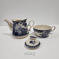 Porcelain Transfer Ware Antiche Riproduzioni Stacked Teapot Blue White