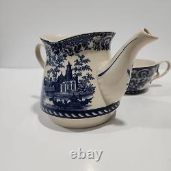 Porcelain Transfer Ware Antiche Riproduzioni Stacked Teapot Blue White