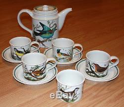 Portmeirion Birds of Britain Hoopoe & Roller Teapot Sugar 4 Tea Cups Saucer Set