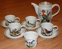 Portmeirion Birds of Britain Hoopoe & Roller Teapot Sugar 4 Tea Cups Saucer Set