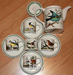 Portmeirion Birds of Britain Hoopoe & Roller Teapot Sugar 4 Tea Cups Saucer Set