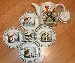 Portmeirion Birds of Britain Hoopoe & Roller Teapot Sugar 4 Tea Cups Saucer Set