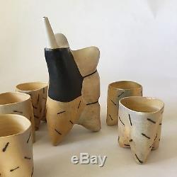 Postmodern Memphis Era, 1980's Tea Pot & Cups