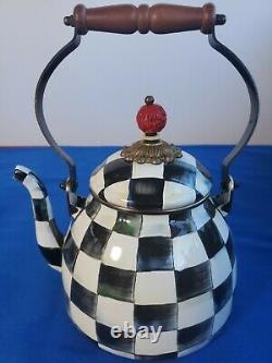 Pre-owned Mackenzie childs courtly check Enemal tea kettle, Tea Pot