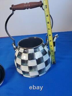 Pre-owned Mackenzie childs courtly check Enemal tea kettle, Tea Pot