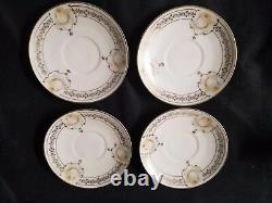 Prussia Royal Ruddlstadt White Rose Chocolate pot Tea set 4 cups and saucers