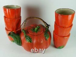 Pumpkin Squash Teapot And 6 Cups Mugs Set