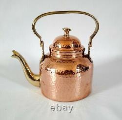 Pure Copper Hammered Tea Pot Kettle With 4 Serving Tea Cups Set Halloween Gift