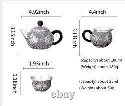 Pure Silver Tea Set 999 Real Silver Teapot Silver Crafts Collectible Tea Cup