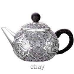 Pure Silver Tea Set 999 Real Silver Teapot Silver Crafts Collectible Tea Cup