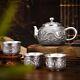 Pure Silver Tea Set Handmade Dragon Pheonix Embossed Tea Pot Matching Tea Cups
