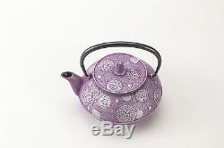 Purple Irises JAPAN Nanbu Iron Teapot & plate set 0.65L Kyusu, Kettle Kyoto FSNEW
