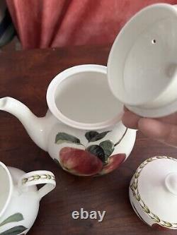 Queen's Fine Bone China Hooker's Fruit Pattern 4 Piece Tea Pot Creamer Sugar Jam