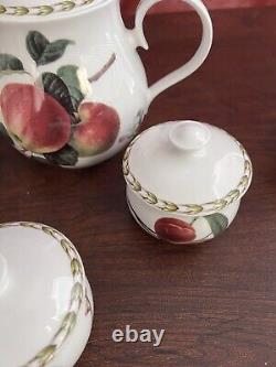 Queen's Fine Bone China Hooker's Fruit Pattern 4 Piece Tea Pot Creamer Sugar Jam
