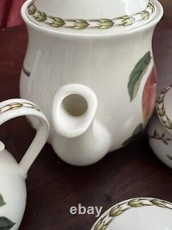 Queen's Fine Bone China Hooker's Fruit Pattern 4 Piece Tea Pot Creamer Sugar Jam