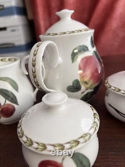 Queen's Fine Bone China Hooker's Fruit Pattern 4 Piece Tea Pot Creamer Sugar Jam