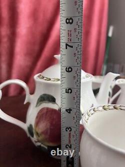 Queen's Fine Bone China Hooker's Fruit Pattern 4 Piece Tea Pot Creamer Sugar Jam