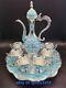 R85 Exquisite Chinese Tibetan Silver Cloisonne Teapot Handwork Wine Jug Set