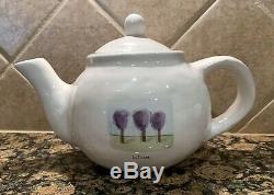 RAE DUNN Pottery Barn Tea Garden Believe Teapot & Set of 4 Inspirational Mugs