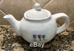 RAE DUNN Pottery Barn Tea Garden Believe Teapot & Set of 4 Inspirational Mugs