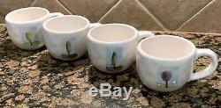 RAE DUNN Pottery Barn Tea Garden Believe Teapot & Set of 4 Inspirational Mugs