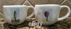 RAE DUNN Pottery Barn Tea Garden Believe Teapot & Set of 4 Inspirational Mugs