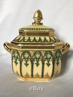 RAREST GOTHIC REVIVAL OLD PARIS PORCELAIN TÊTE à TÊTE TEAPOT SET, CUPS c. 1820-40