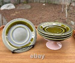 RARE 12 Piece Hornsea England 1973 Green Moss Porcelain Heirloom Teapot Set MCM