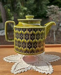 RARE 12 Piece Hornsea England 1973 Green Moss Porcelain Heirloom Teapot Set MCM