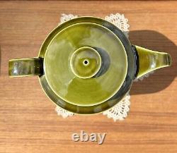 RARE 12 Piece Hornsea England 1973 Green Moss Porcelain Heirloom Teapot Set MCM