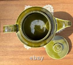 RARE 12 Piece Hornsea England 1973 Green Moss Porcelain Heirloom Teapot Set MCM