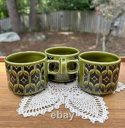 RARE 12 Piece Hornsea England 1973 Green Moss Porcelain Heirloom Teapot Set MCM