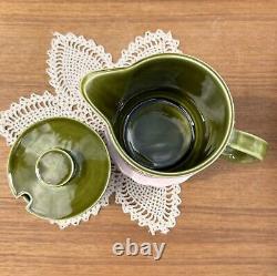 RARE 12 Piece Hornsea England 1973 Green Moss Porcelain Heirloom Teapot Set MCM