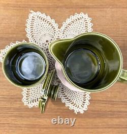 RARE 12 Piece Hornsea England 1973 Green Moss Porcelain Heirloom Teapot Set MCM