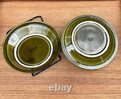 RARE 12 Piece Hornsea England 1973 Green Moss Porcelain Heirloom Teapot Set MCM