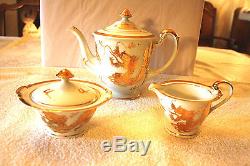 RARE 22K GOLD DRAGON DESIGN ORIENTAL FINE CHINA TEA/COFFEE SET