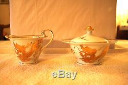 RARE 22K GOLD DRAGON DESIGN ORIENTAL FINE CHINA TEA/COFFEE SET