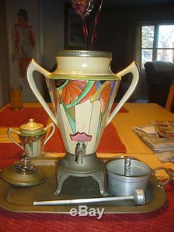 RARE Art Deco Royal Rochester Fraunfelter Coffee Pot (no plug) and sugar bowl