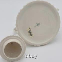RARE Belleek Ireland Christmas Tree Tea Pot Elves, Shamrocks, Bows withGold