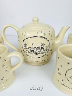 (RARE) Disney Classic Winnie The Pooh By Michel & Company Tea Pot Set & 4 Cups