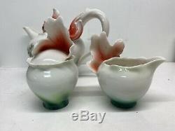 RARE! Franz Fine Porcelain Goldfish Teapot Cream & Sugar Set