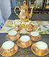 Rare Gold Glazed Tea Pot By Barenter-5 Teacup/saucer Place Setting-sugar/creamer