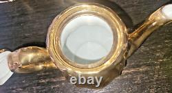 RARE Gold Glazed Tea Pot by Barenter-5 teacup/saucer place setting-sugar/Creamer