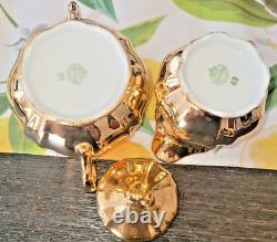RARE Gold Glazed Tea Pot by Barenter-5 teacup/saucer place setting-sugar/Creamer