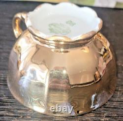 RARE Gold Glazed Tea Pot by Barenter-5 teacup/saucer place setting-sugar/Creamer