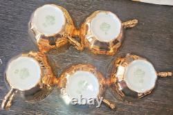 RARE Gold Glazed Tea Pot by Barenter-5 teacup/saucer place setting-sugar/Creamer