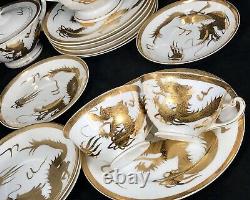 RARE Japanese Kutani Gold Dragon Porcelain China Set Dinnerware Teapot Signed