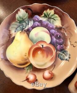 RARE LEFTON VINTAGE CHINA TEA SET Fruit Hand Painted 15 Pieces